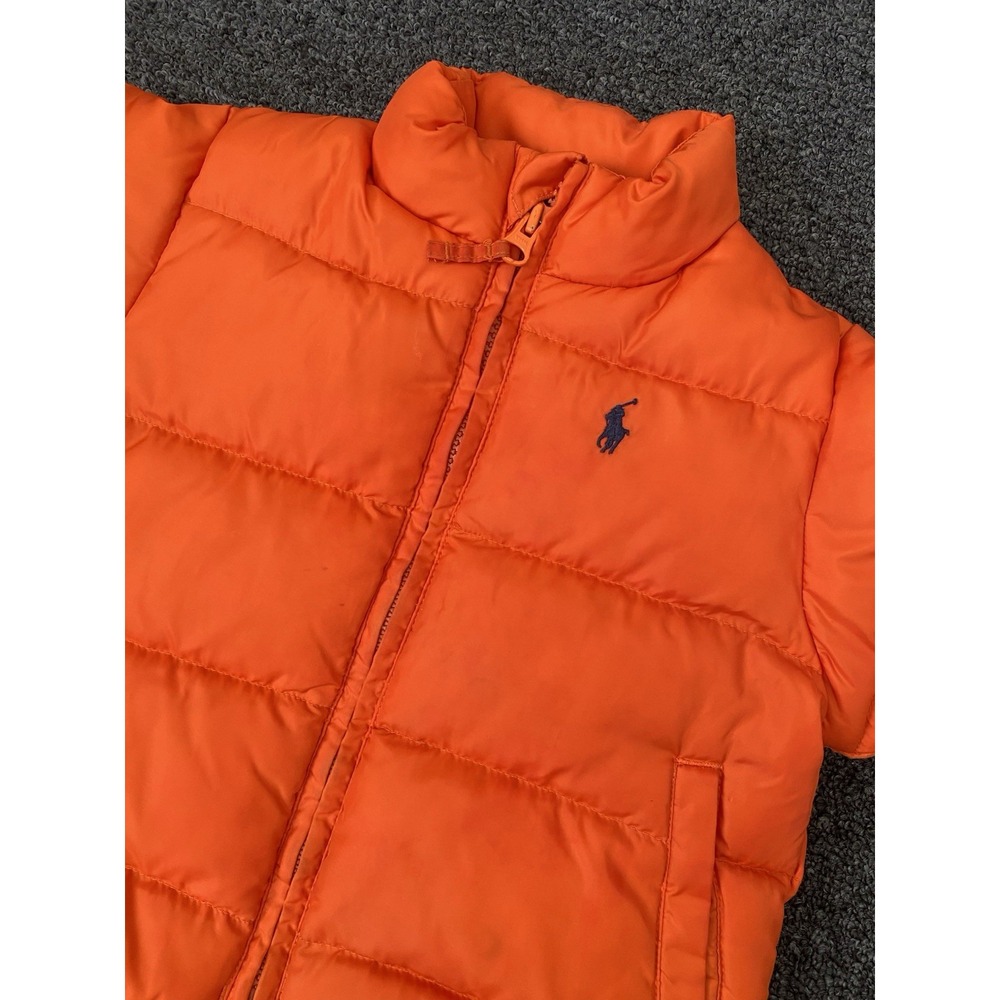 Vintage Polo Ralph Lauren Down Puffer Jacket Orange Kids 12M Full Zip‎